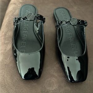 Karl Lagerfeld Black Flats Timeless Elegance